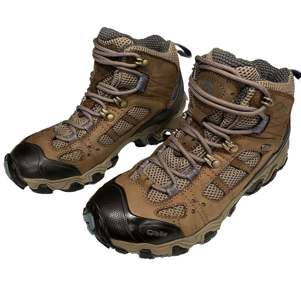 Oboz Bridger Vent Mid Womens 7 B-DRY Waterproof Hiking Boots Brown Blue Outdoor